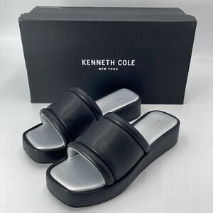 Kenneth Cole New York  Andreanna Wedge Sandals Womens Size 7 Black Silver